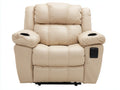 Liegesessel mit Kunstlederbezug 100 x 98 x 106 cm - Cremebeige - Elektrisch verstellbares Relaxdesign mit Getränkehaltern für das Wohnzimmer