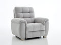 Liegesessel Stoff 110x95x98 cm - Hellgrau-Naturholz - gepolstertes Relaxdesign mit breiten Armlehnen