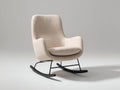 Schaukelstühle Polstersessel Bouclé Stoff 90x74x86 cm - Beige-Schwarz - modernes Design mit Metallgestell