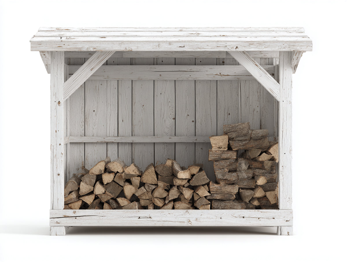 Kaminholzregal aus Holz 180 x 70 x 160 cm - Weiß - Überdachtes Landhausdesign für Garten und Terrasse