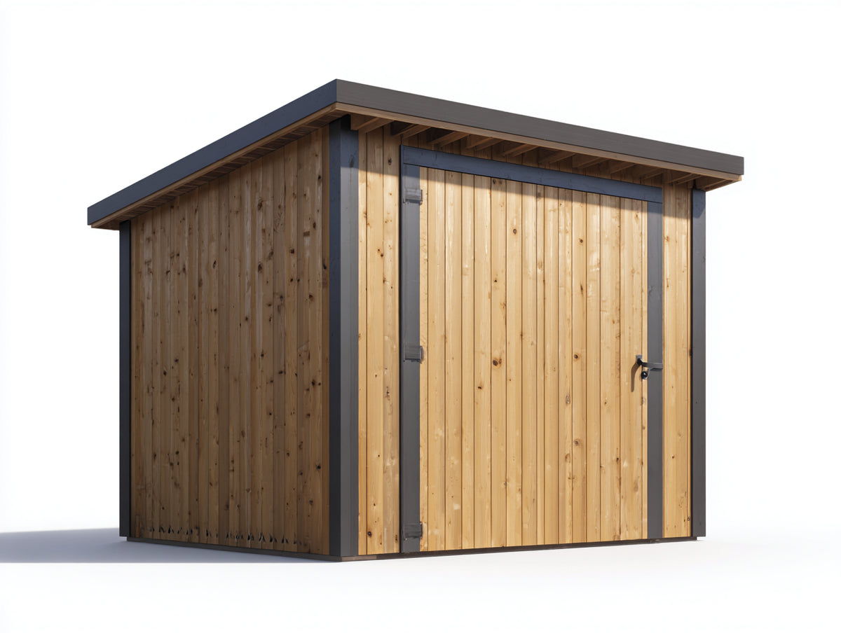 Gartenhäuser aus Holz 260 x 220 x 230 cm - Natur und Anthrazit - Breite Tür mit modernem Pultdach