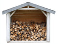 Kaminholzregal aus Holz 180x75x160 cm - Weiß-Natur-Grau - überdachtes Brennholzregal für Garten und Terrasse