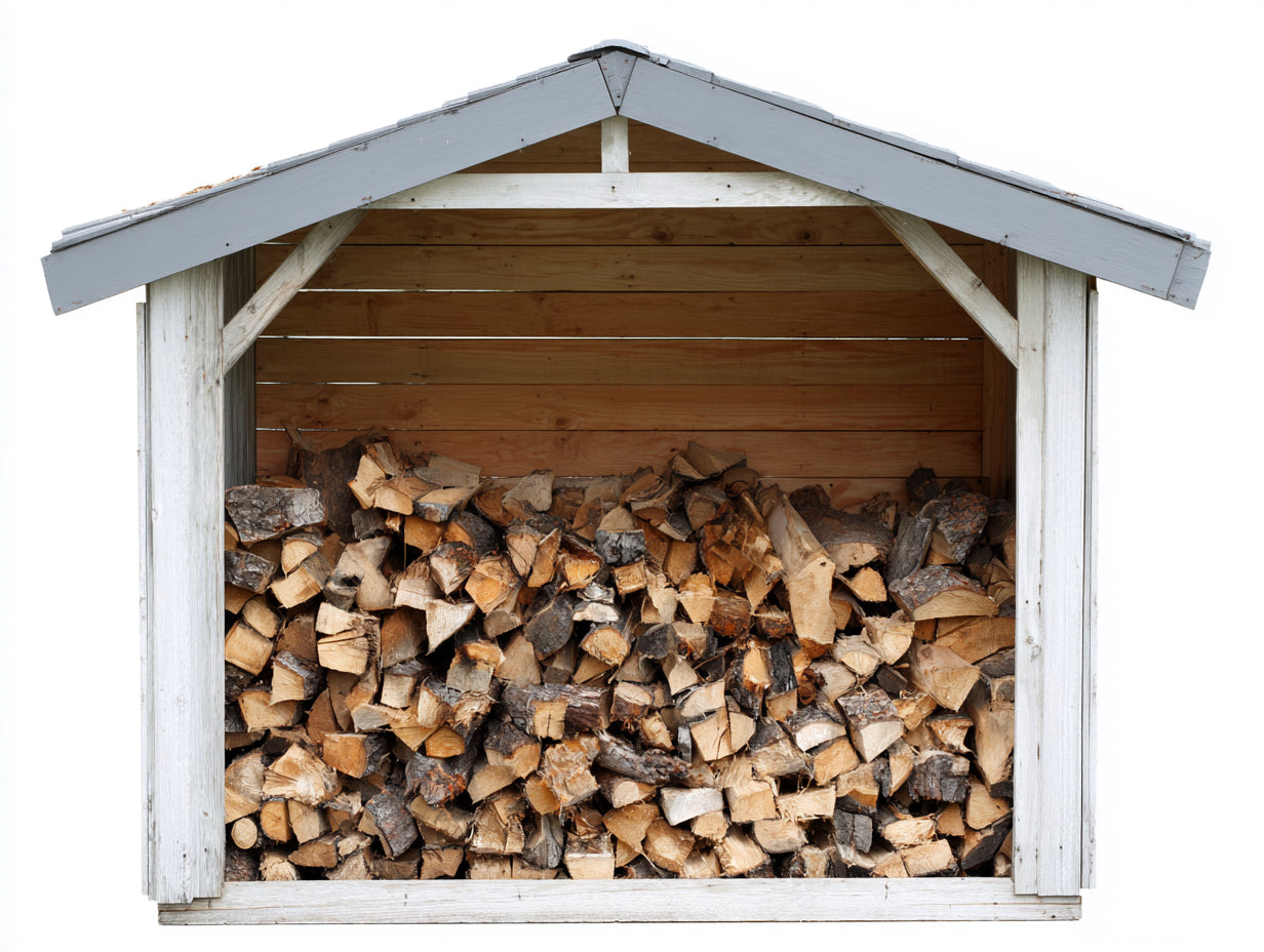 Kaminholzregal aus Holz 180x75x160 cm - Weiß-Natur-Grau - überdachtes Brennholzregal für Garten und Terrasse