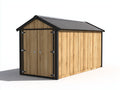 Gartenhäuser Gerätehaus Holz 480x240x245 cm - Naturholz-Schwarz - Satteldach mit 2 Türen