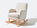 Schaukelstühle Polstersessel Bouclé Stoff 88x74x84 cm - Beige-Naturholz - modernes Design mit Holzkuven