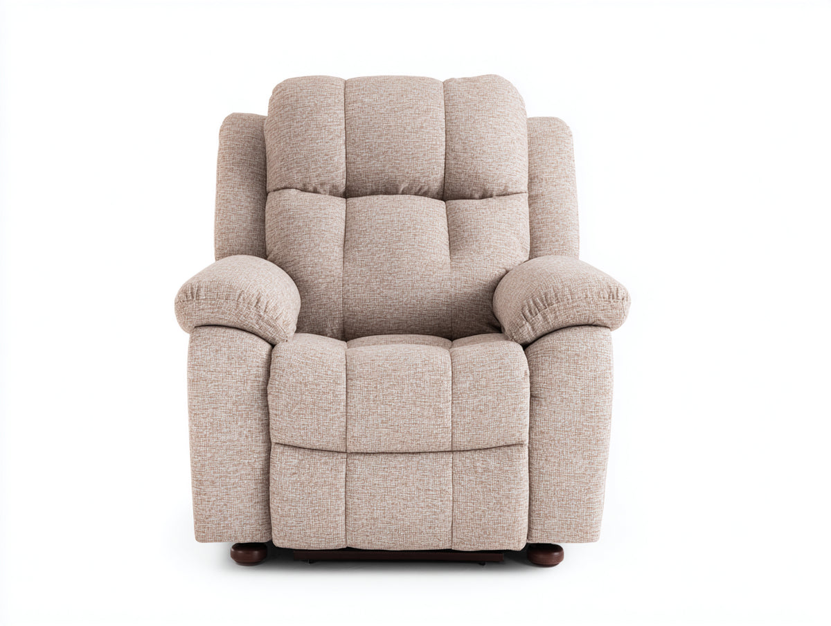 Liegesessel aus Stoff 94x88x103 cm - Beige-Braun - gepolsterter Relaxsessel mit hoher Rückenlehne für Wohnzimmer