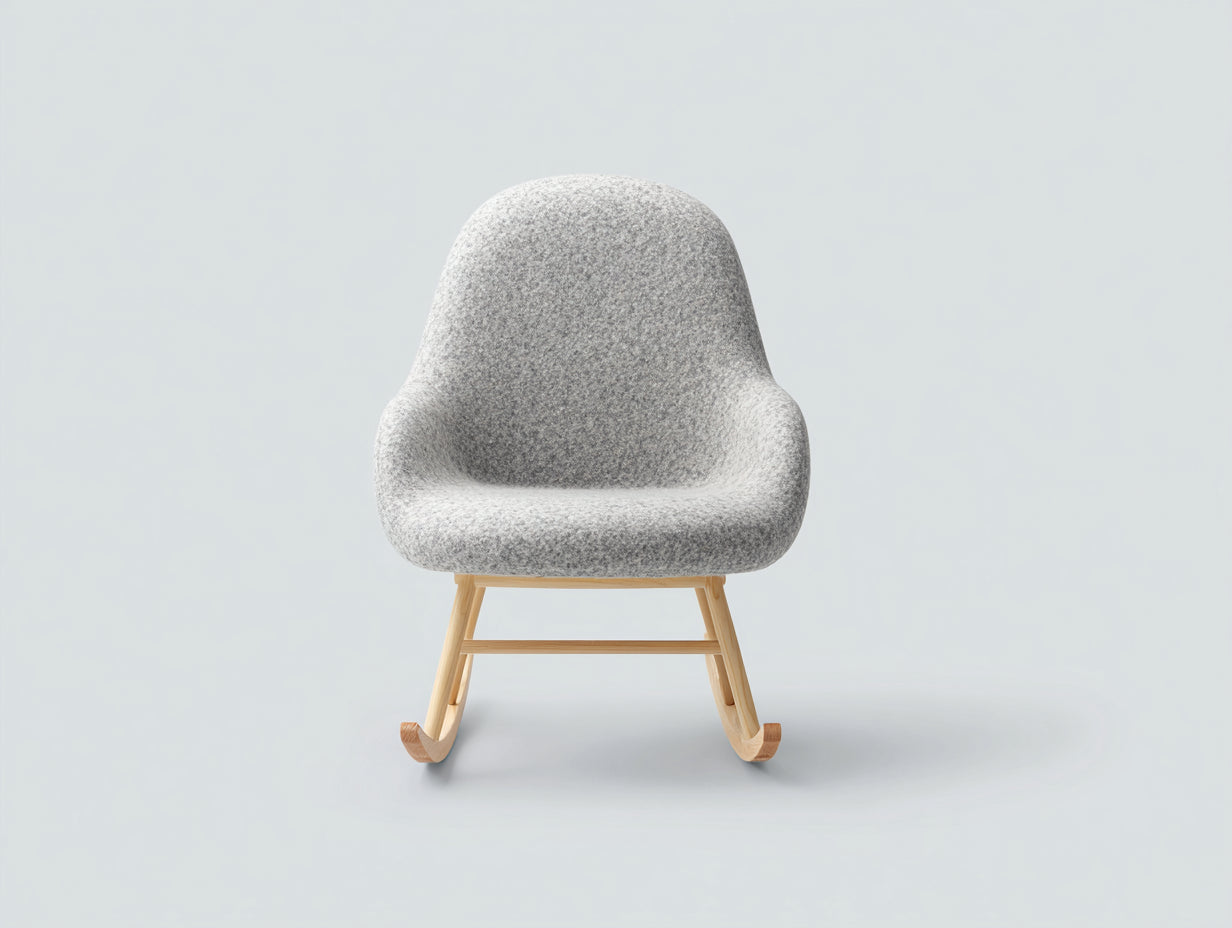 Schaukelstühle aus Stoff und Holz 82 x 72 x 96 cm - Grau und Natur - Gepolsterte Sitzschale im modernen Design
