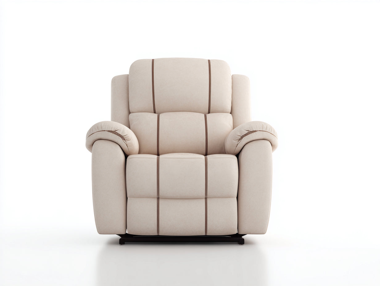 Liegesessel gepolstert 95x90x102 cm - Beige-Braun - Relaxsessel mit breiten Armlehnen für Wohnzimmer
